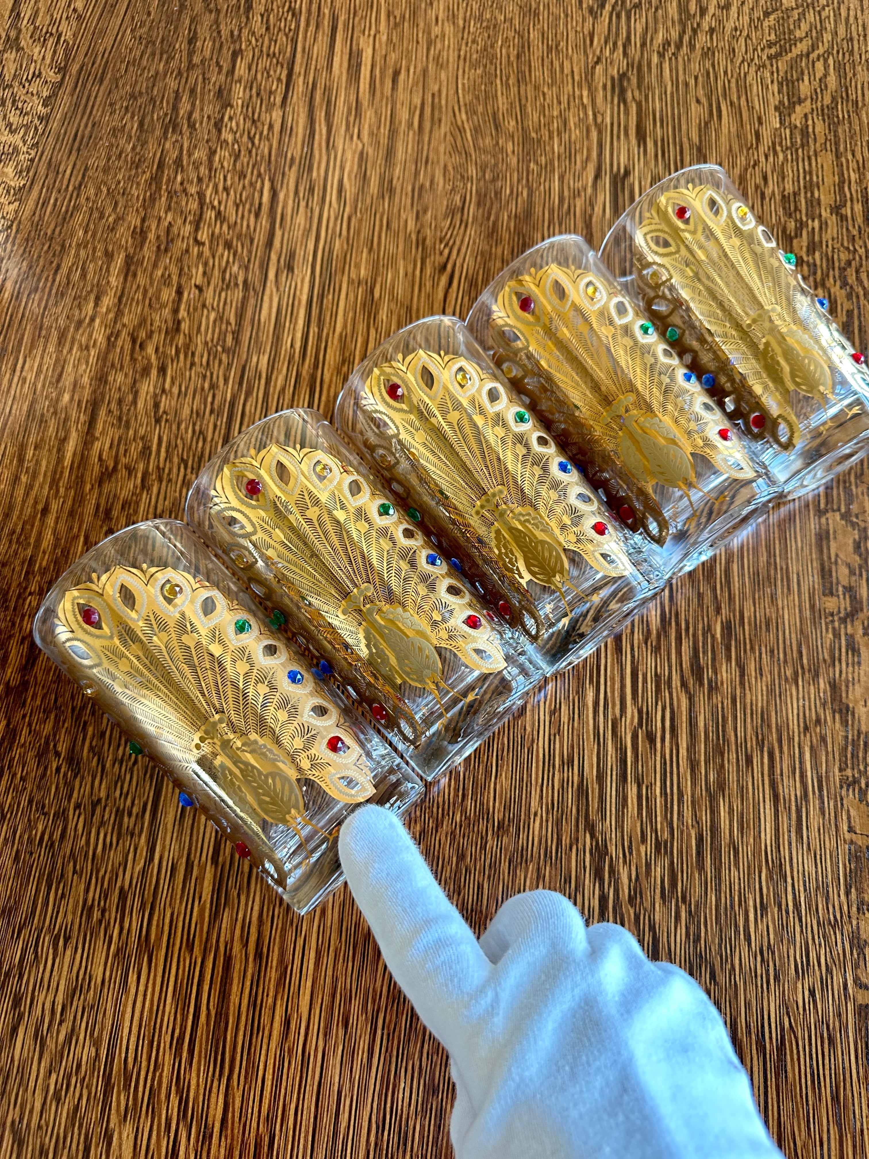 Culver Jeweled Peacock Glasses Set of 5