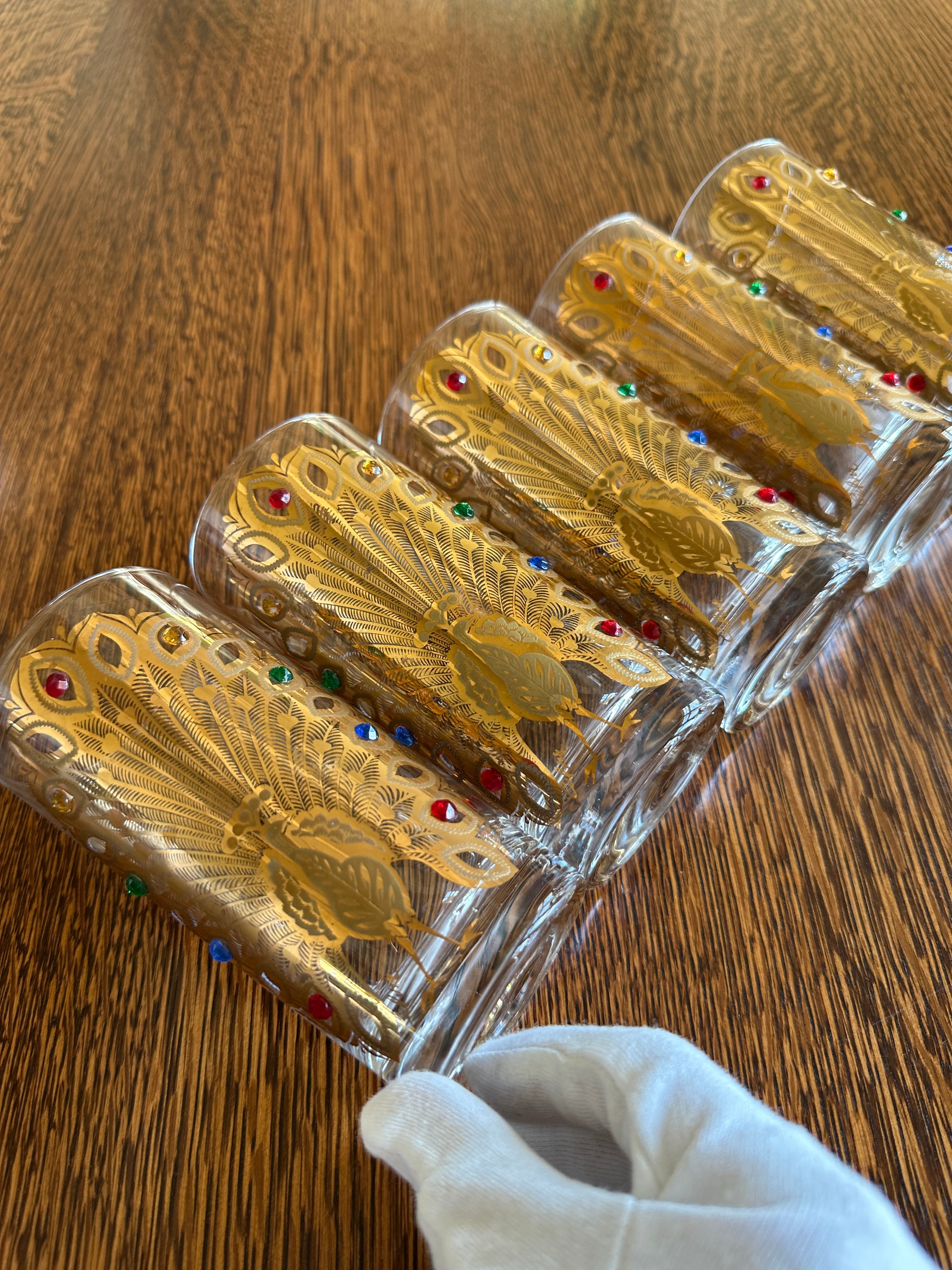 Culver Jeweled Peacock Glasses Set of 5